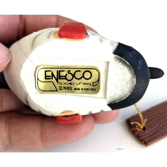 Vintage Christmas Decoration Tree Ornament Carved Wood Duck Enesco Made in HK - Picture 7 of 7